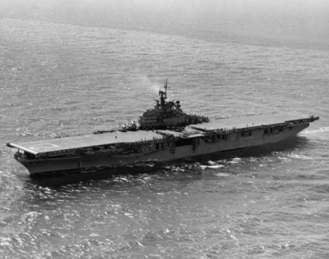 High angle view of an aircraft carrier in the sea USS Boxer (CV-21) Canvas Art - (24 x 36)