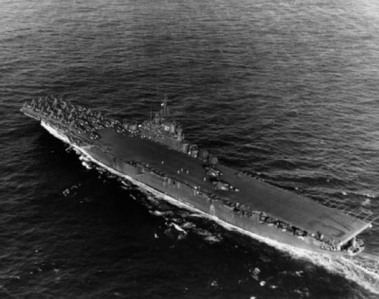 High angle view of an aircraft carrier in the sea USS Princeton (CV-37) Gulf of Paria Canvas Art - (18 x 24)