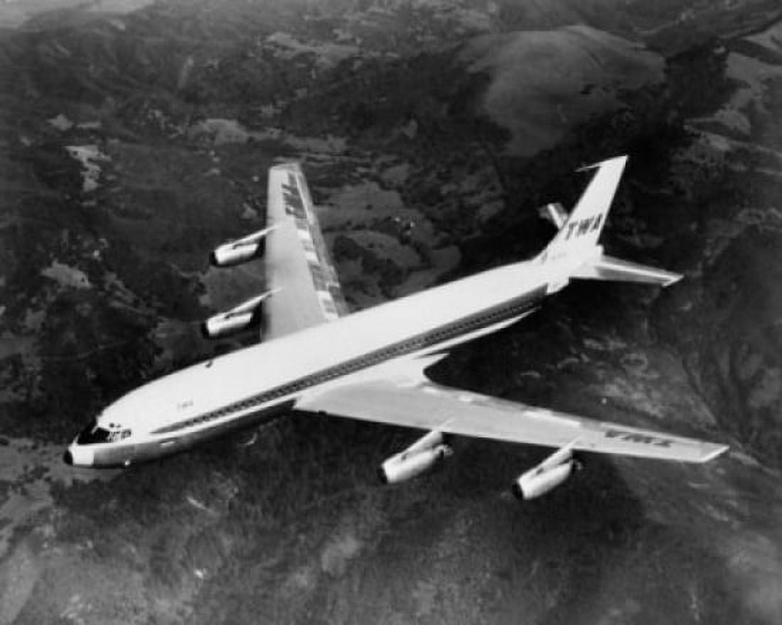 High angle view of an airplane in flight Boeing 707 Canvas Art - (24 x 36)