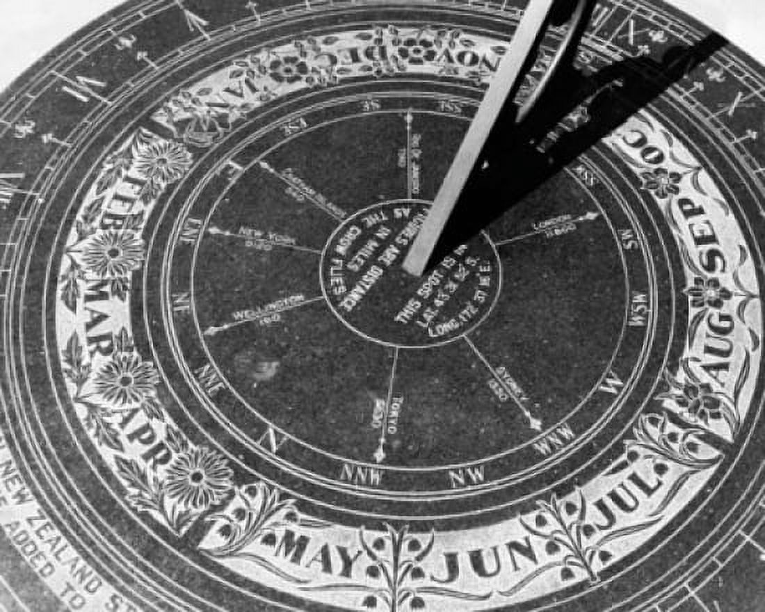High angle view of an antique sundial Canvas Art - (18 x 24)