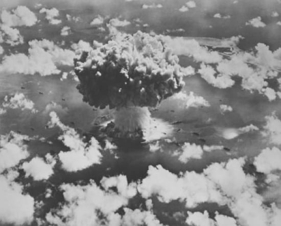 High angle view of an atomic bomb explosion Bikini Atoll Marshall Islands July 25 1946 Canvas Art - (18 x 24)