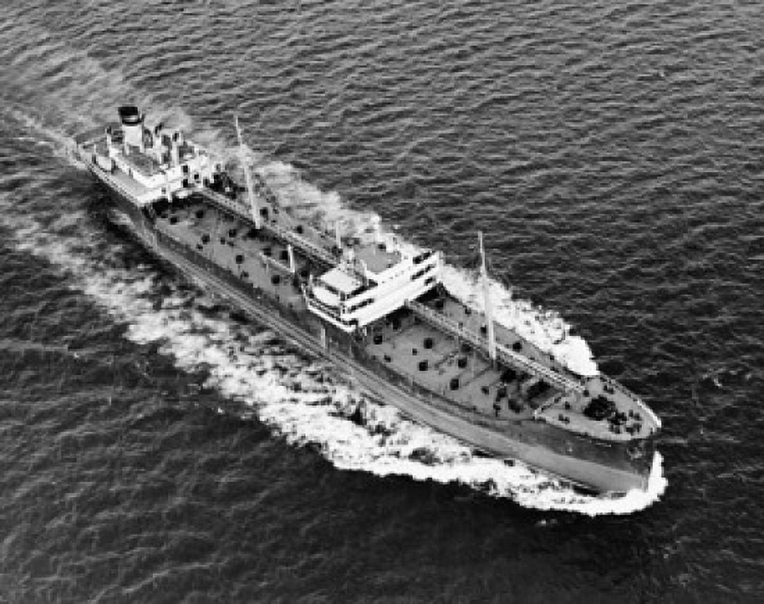 High angle view of an oil tanker Lyons Creek Canvas Art - (24 x 36)