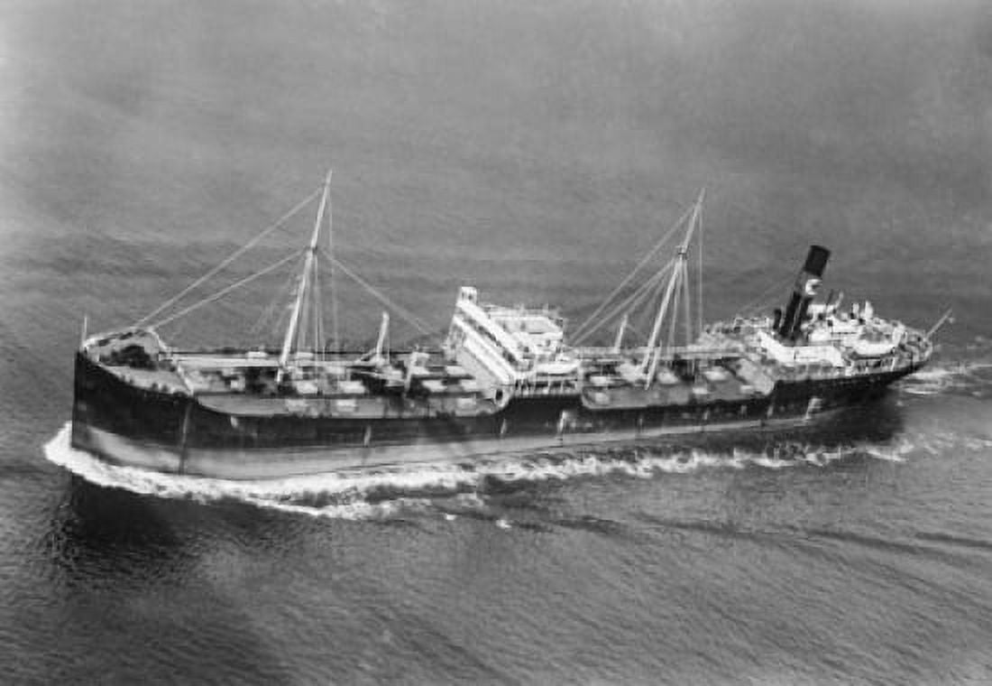 High angle view of an oil tanker in the sea Canvas Art - (18 x 24)