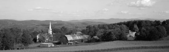 High angle view of barns in a field Peacham Vermont USA Canvas Art - Panoramic Images (36 x 12)