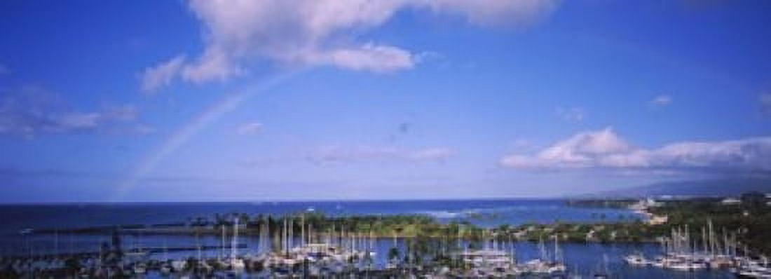 High angle view of boats Ala Wai Honolulu Hawaii USA Canvas Art - Panoramic Images (18 x 7)