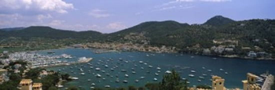High angle view of boats at a port Port DAndratx Majorca Balearic Islands Spain Canvas Art - Panoramic Images (18 x 6)