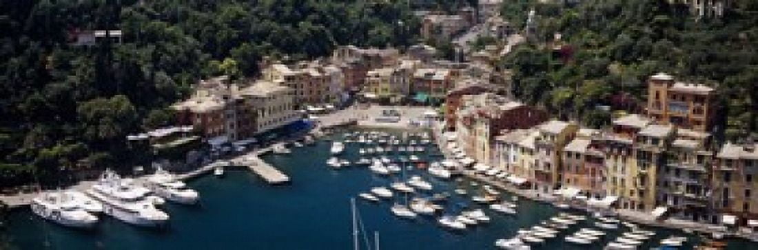 High angle view of boats docked at a harbor Italian Riviera Portofino Italy Canvas Art - Panoramic Images (18 x 6)