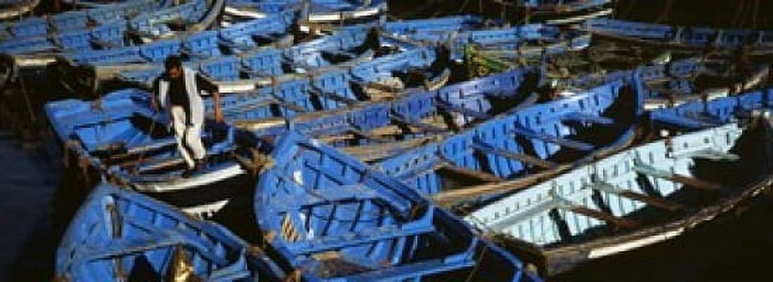 High angle view of boats docked at a port Essaouira Morocco Canvas Art - Panoramic Images (18 x 7)