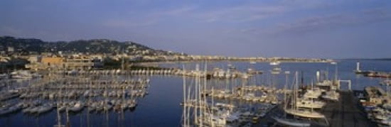 High angle view of boats docked at harbor Cannes France Canvas Art - Panoramic Images (36 x 12)
