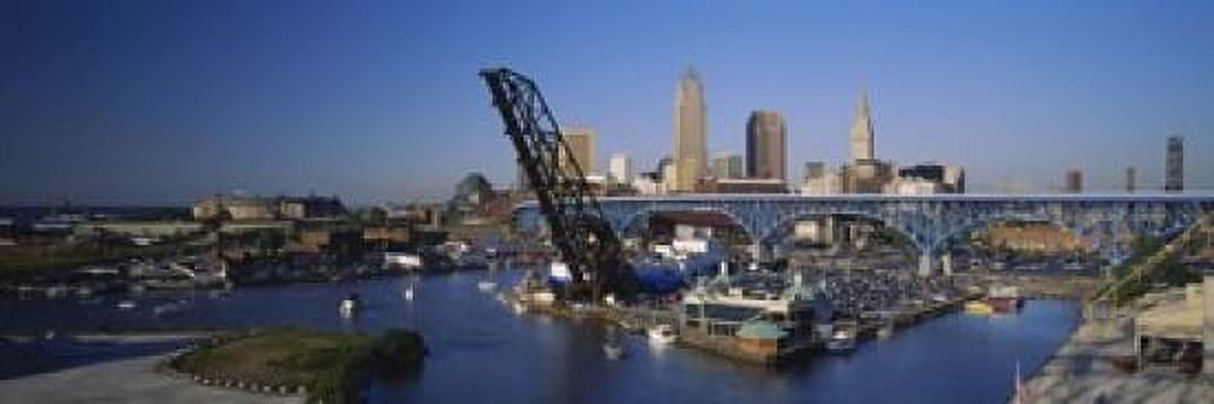 High angle view of boats in a river Cleveland Ohio USA Canvas Art - Panoramic Images (18 x 6)