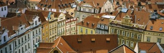 High angle view of buildings Prague Czech Republic Canvas Art - Panoramic Images (36 x 12)