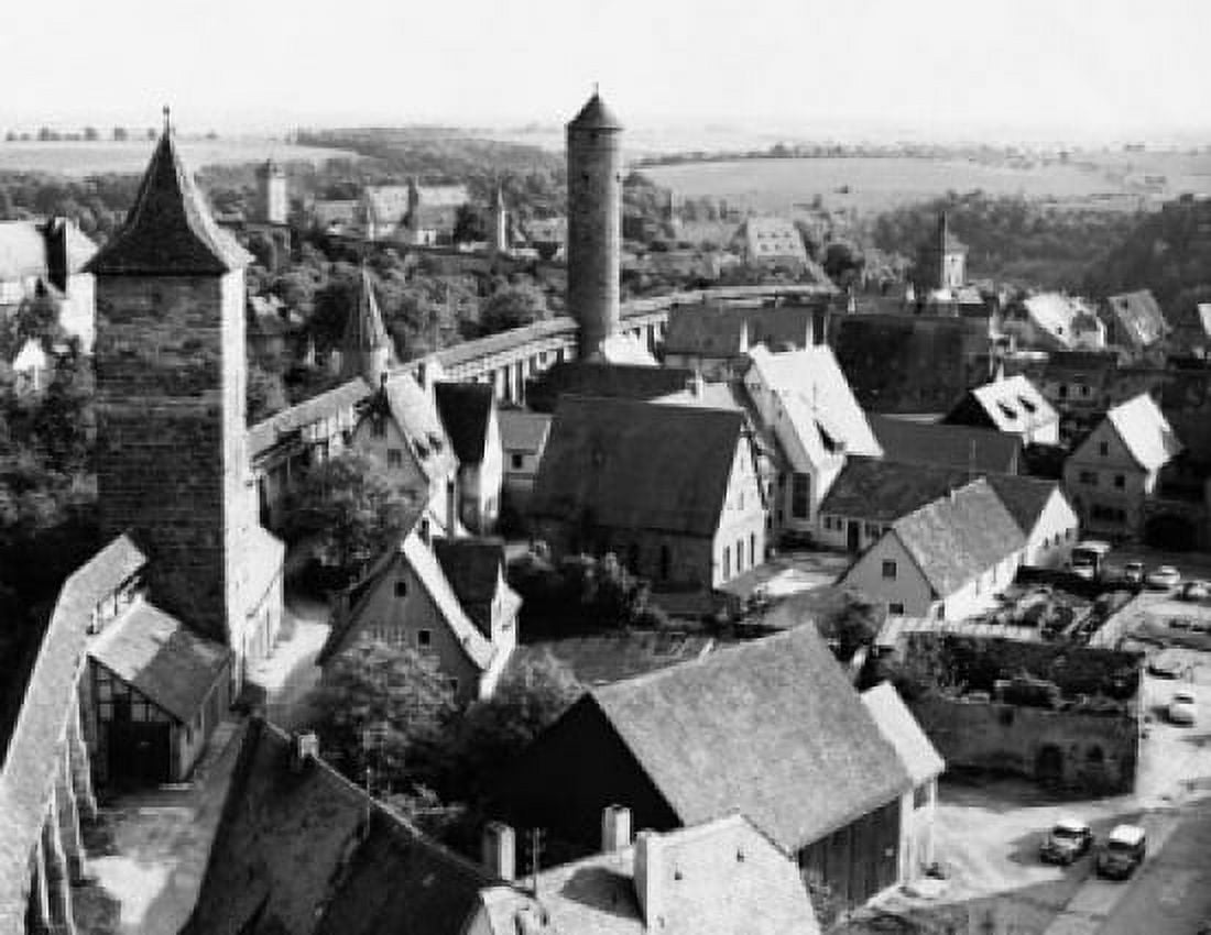 High angle view of buildings Rothenburg ob der Tauber Germany Canvas Art - (24 x 36)