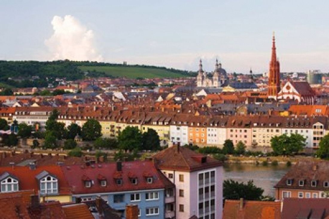High angle view of buildings along a river Main River Wurzburg Lower Franconia Bavaria Germany Canvas Art - Panoramic Images (36 x 24)