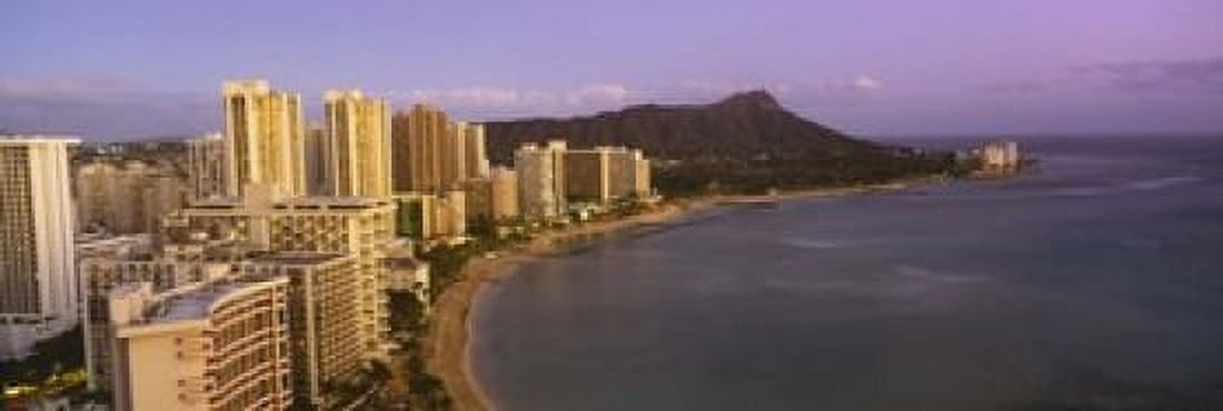 High angle view of buildings at the waterfront Waikiki Beach Honolulu Oahu Hawaii USA Canvas Art - Panoramic Images (18 x 6)