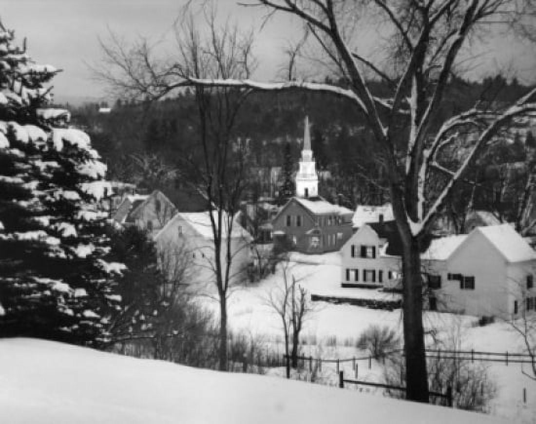 High angle view of buildings covered with snow Whitefield New Hampshire USA Canvas Art - (18 x 24)