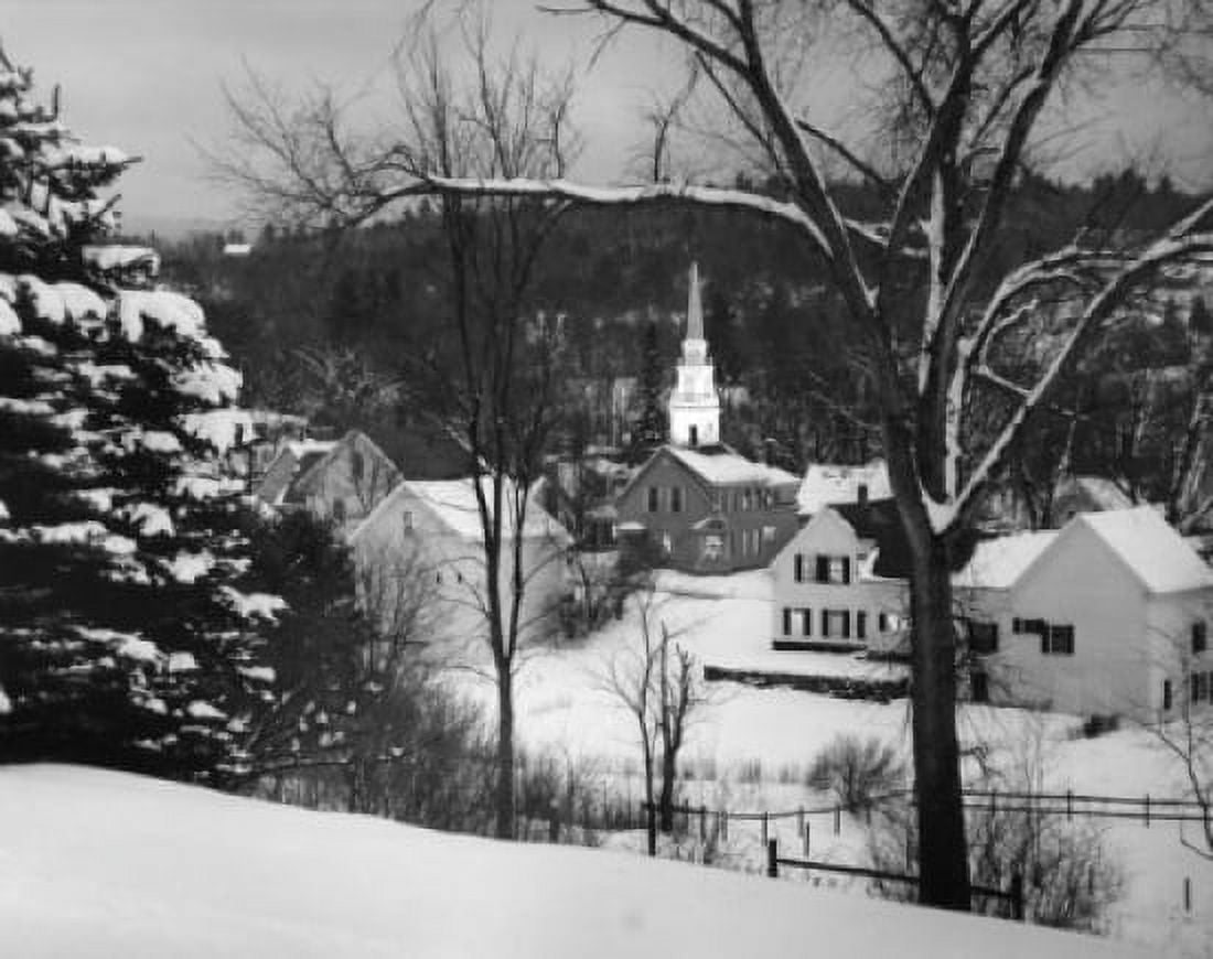 High angle view of buildings covered with snow Whitefield New Hampshire USA Canvas Art - (24 x 36)