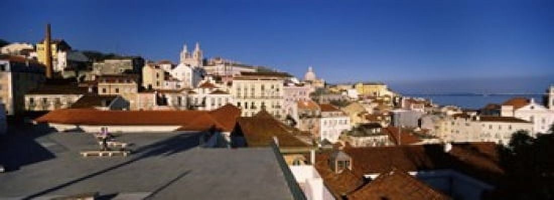 High angle view of buildings in a city Alfama Lisbon Portugal Canvas Art - Panoramic Images (18 x 7)