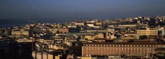 High angle view of buildings in a city Alfama Lisbon Portugal Canvas Art - Panoramic Images (36 x 13)
