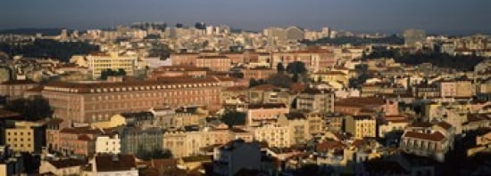 High angle view of buildings in a city Alfama Lisbon Portugal Canvas Art - Panoramic Images (36 x 13)