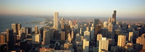 High angle view of buildings in a city Chicago Illinois USA Canvas Art - Panoramic Images (36 x 13)