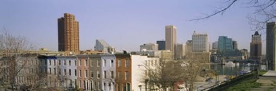 High angle view of buildings in a city Inner Harbor Baltimore Maryland USA Canvas Art - Panoramic Images (36 x 12)