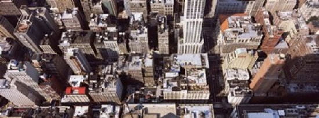 High angle view of buildings in a city Manhattan New York City New York State USA Canvas Art - Panoramic Images (18 x 7)