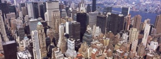 High angle view of buildings in a city Manhattan New York City New York State USA Canvas Art - Panoramic Images (36 x 13)