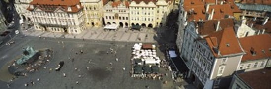 High angle view of buildings in a city Prague Old Town Square Prague Czech Republic Canvas Art - Panoramic Images (36 x 12)