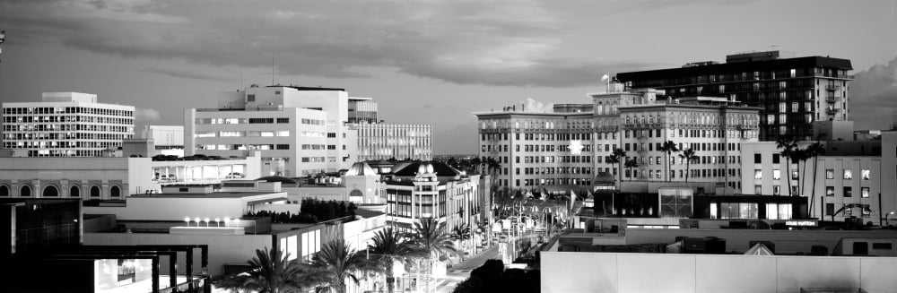 High angle view of buildings in a city Rodeo Drive Beverly Hills California USA Canvas Art - Panoramic Images (12 x 36)