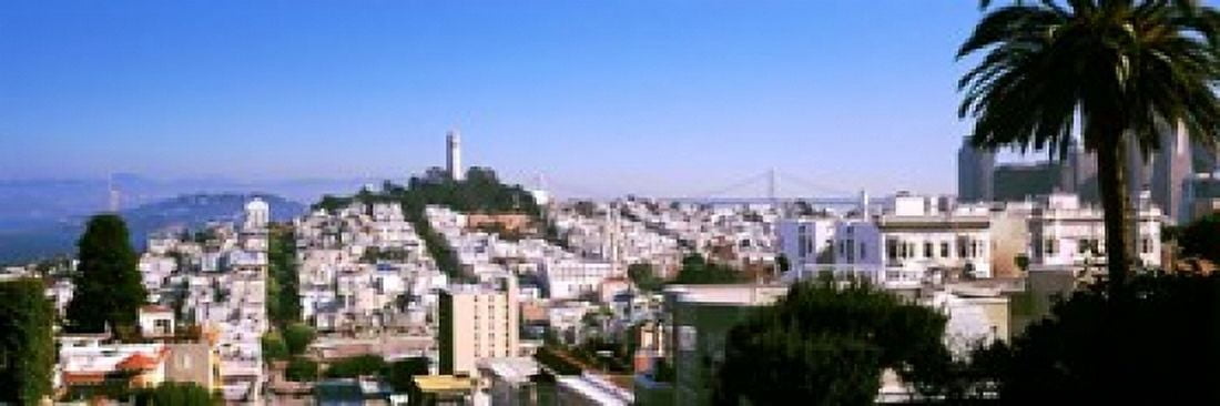 High angle view of buildings in a city Russian Hill San Francisco California USA Canvas Art - Panoramic Images (18 x 6)