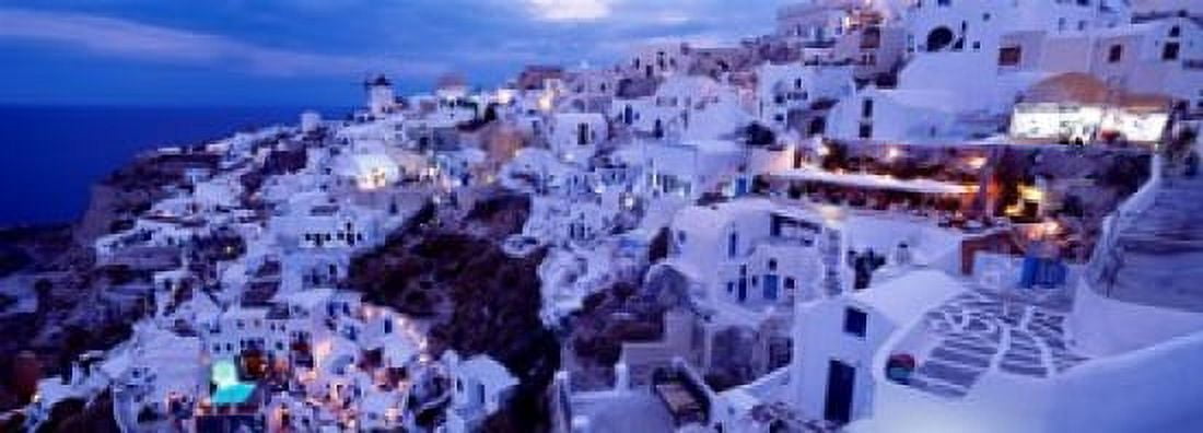 High angle view of buildings in a city Santorini Cyclades Islands Greece Canvas Art - Panoramic Images (18 x 7)
