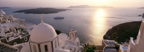 High angle view of buildings in a city Santorini Cyclades Islands Greece Canvas Art - Panoramic Images (36 x 13)