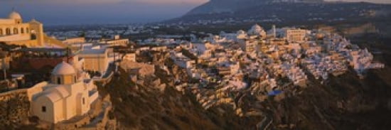 High angle view of buildings in a town Fira Santorini Cyclades Islands Greece Canvas Art - Panoramic Images (36 x 12)