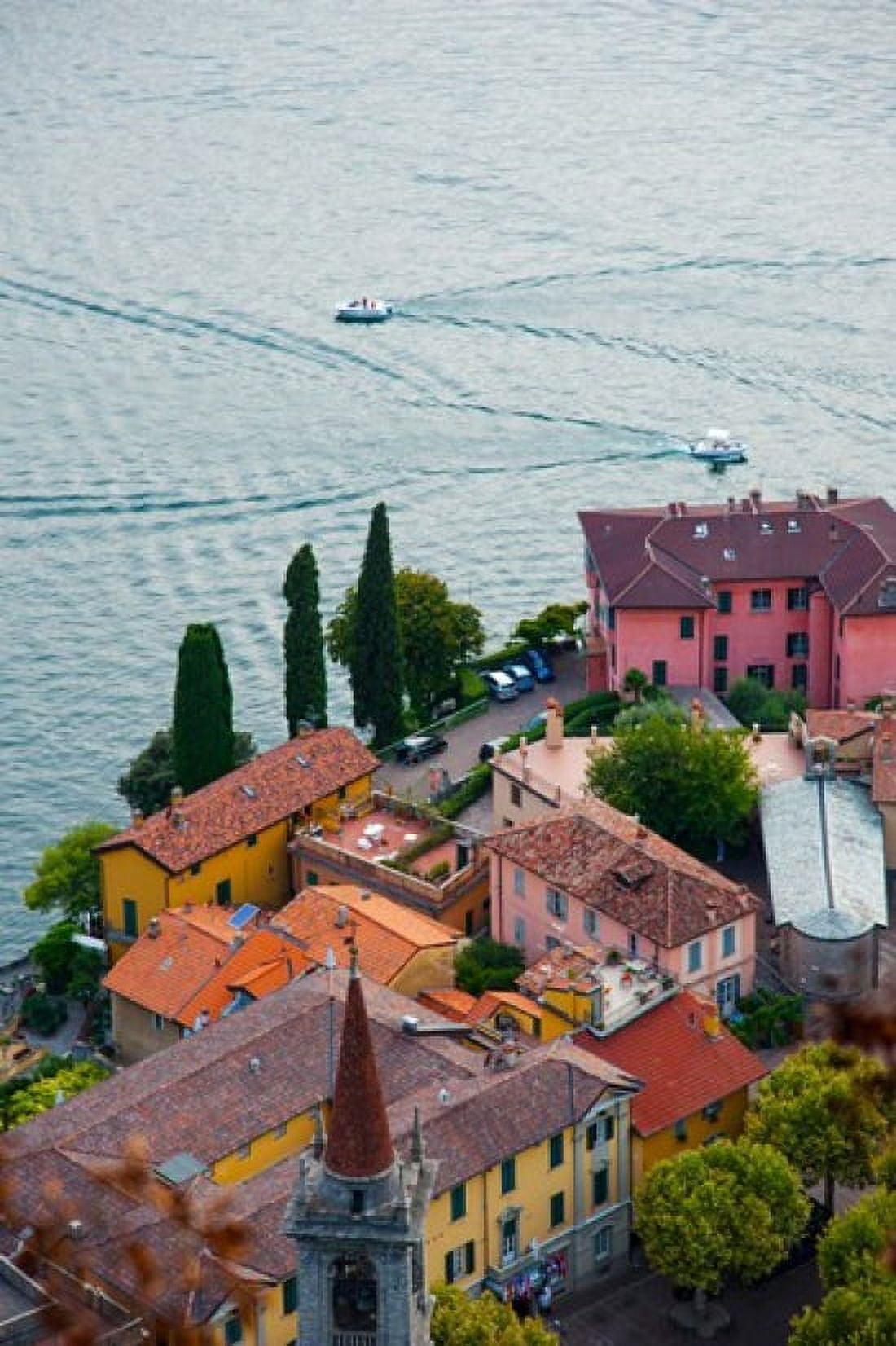 High angle view of buildings in a town at the lakeside Varenna Lake Como Lombardy Italy Canvas Art - Panoramic Images (24 x 36)