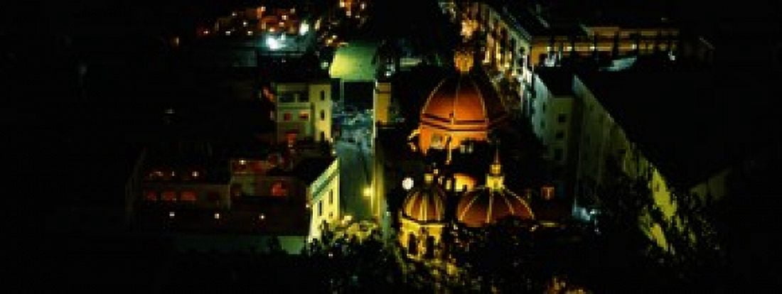 High angle view of buildings lit up at night Guanajuato Mexico Canvas Art - Panoramic Images (30 x 12)