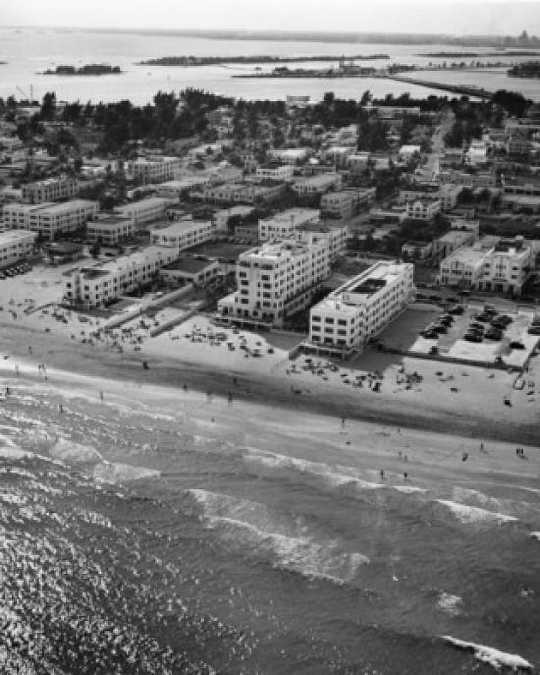 High angle view of buildings near the sea Miami Florida USA Canvas Art - (24 x 36)