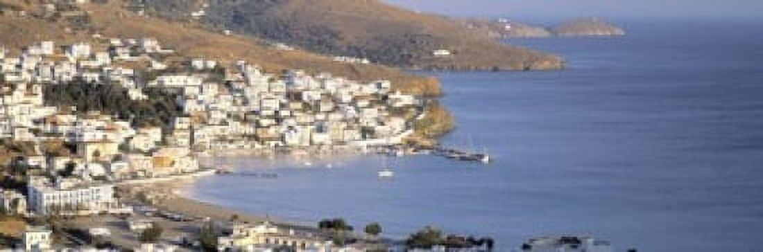 High angle view of buildings on the waterfront Batsi Andros Island Cyclades Islands Greece Canvas Art - Panoramic Images (18 x 6)