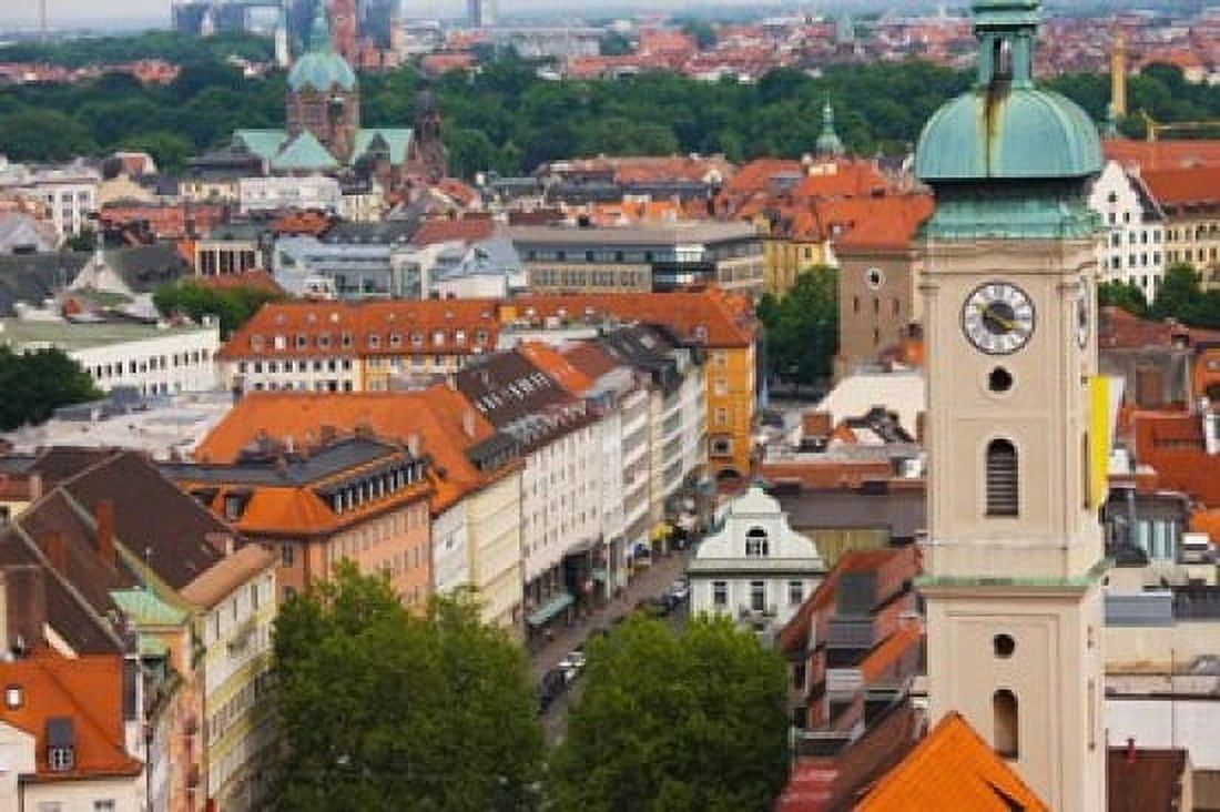 High angle view of buildings with a church in a city Heiliggeistkirche Munich Bavaria Germany Canvas Art - Panoramic Images (36 x 24)