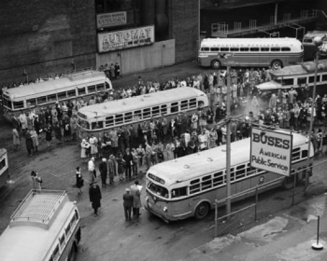 High angle view of buses parked in a bus station New York City New York USA Canvas Art - (18 x 24)