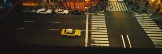 High angle view of cars at a zebra crossing Times Square Manhattan New York City New York State USA Canvas Art - Panoramic Images (36 x 12)