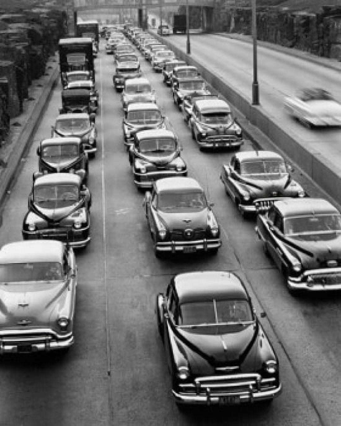 High angle view of cars moving on a road Canvas Art - (18 x 24)