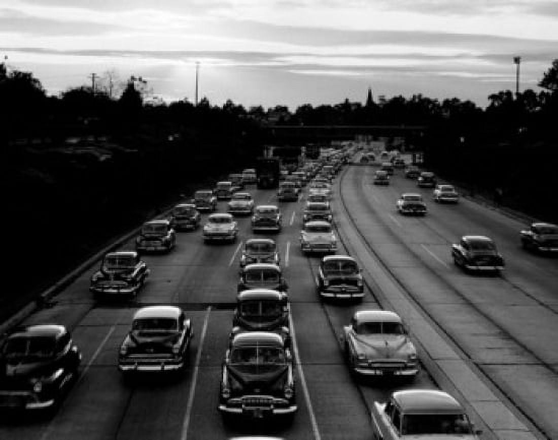 High angle view of cars moving on multiple lane highway Canvas Art - (18 x 24)