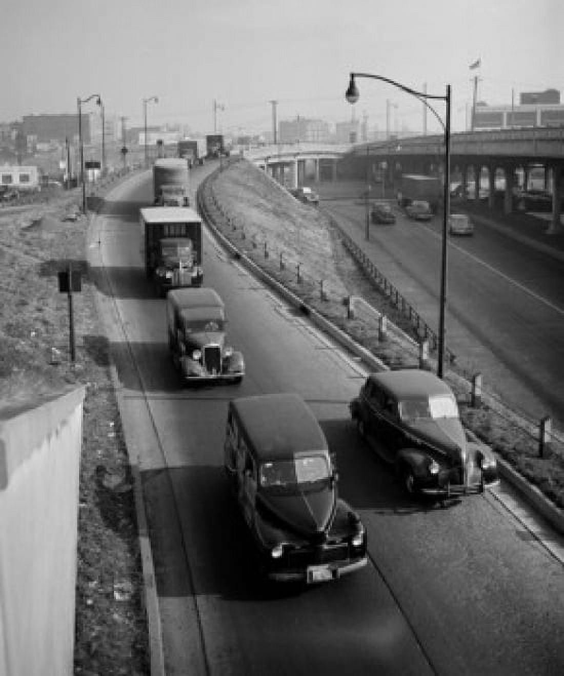 High angle view of cars moving on road Canvas Art -  (18 x 24)