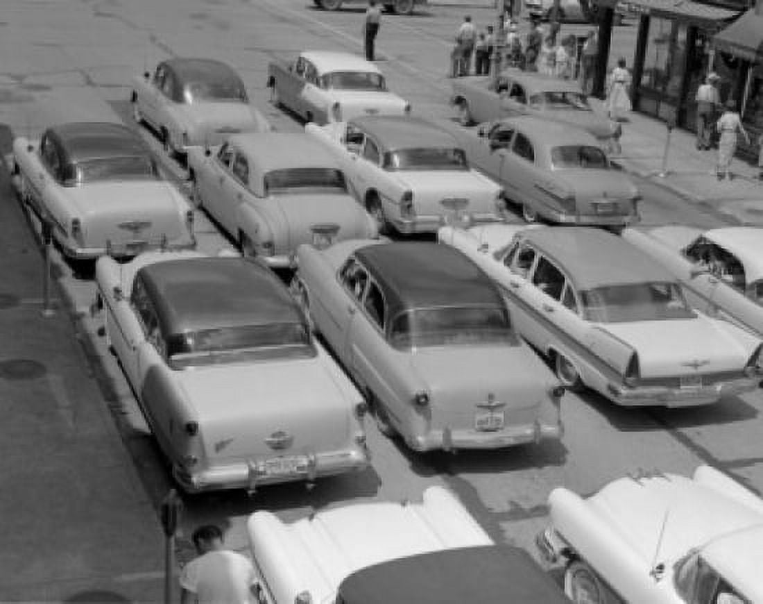 High angle view of cars on a road Canvas Art - (18 x 24)