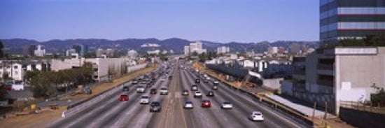High angle view of cars on the road 405 Freeway City of Los Angeles California USA Canvas Art - Panoramic Images (36 x 12)