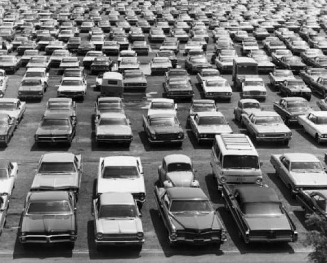 High angle view of cars parked in a parking lot Canvas Art - (18 x 24)
