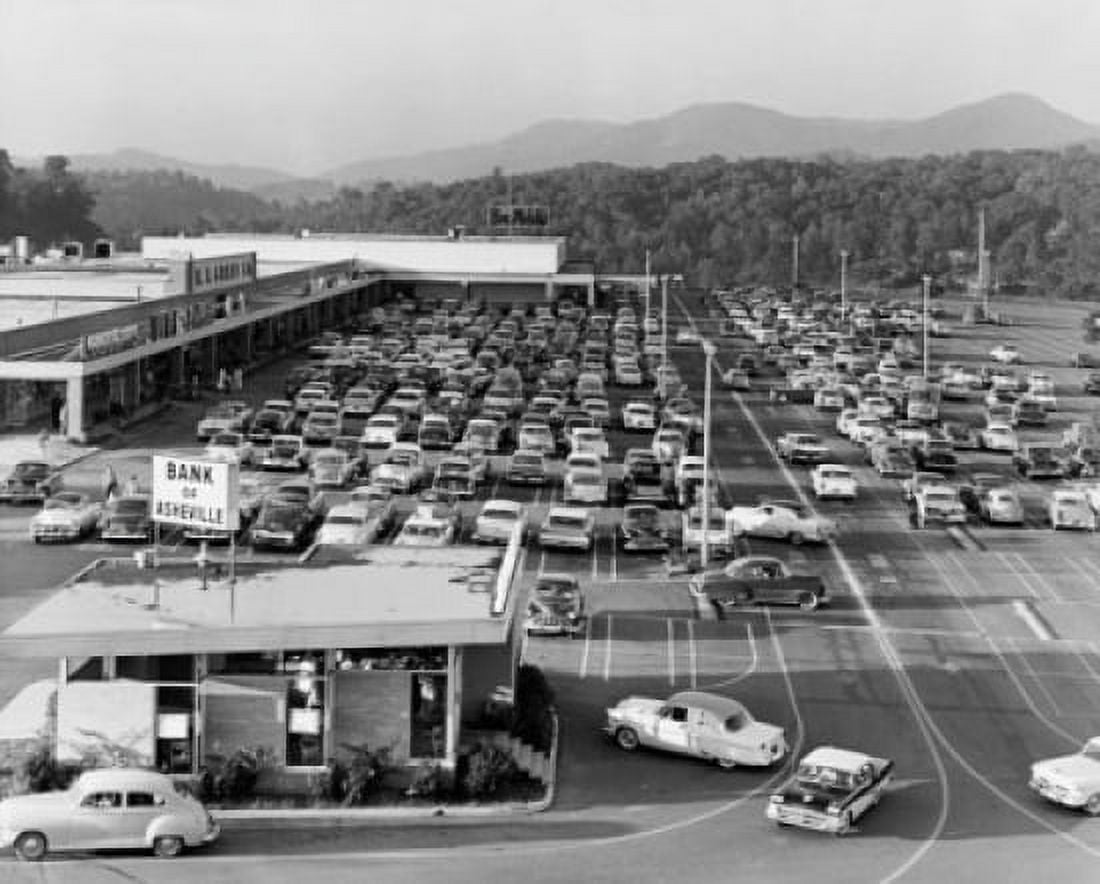High angle view of cars parked in front of a shopping mall Westgate Shopping Center West Asheville North Carolina USA Canvas Art - (18 x 24)