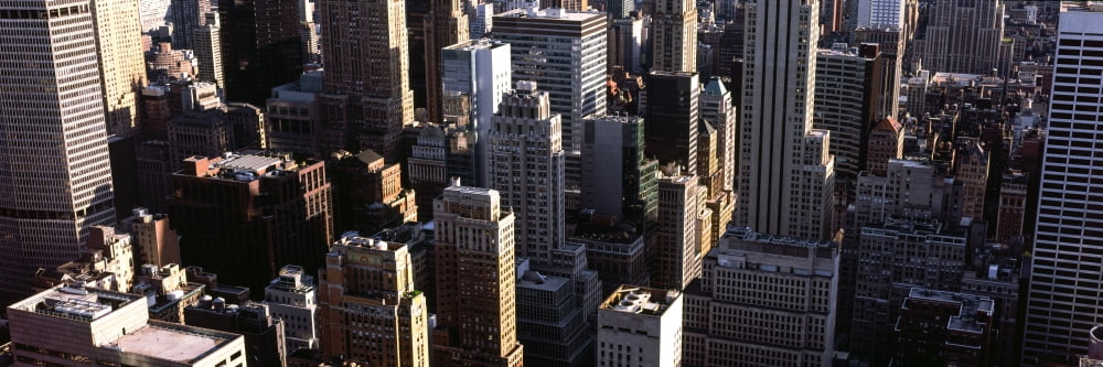 High angle view of city Manhattan New York City New York state USA Canvas Art - Panoramic Images (6 x 18)