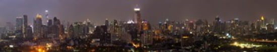 High angle view of city at dusk Bangkok Thailand Canvas Art - Panoramic Images (22 x 4)