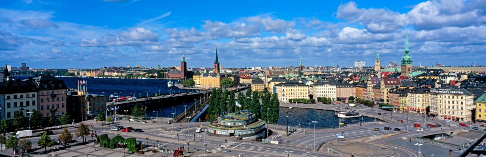 High angle view of cityscape Gamla Stan Stockholm Sweden Canvas Art - Panoramic Images (12 x 36)